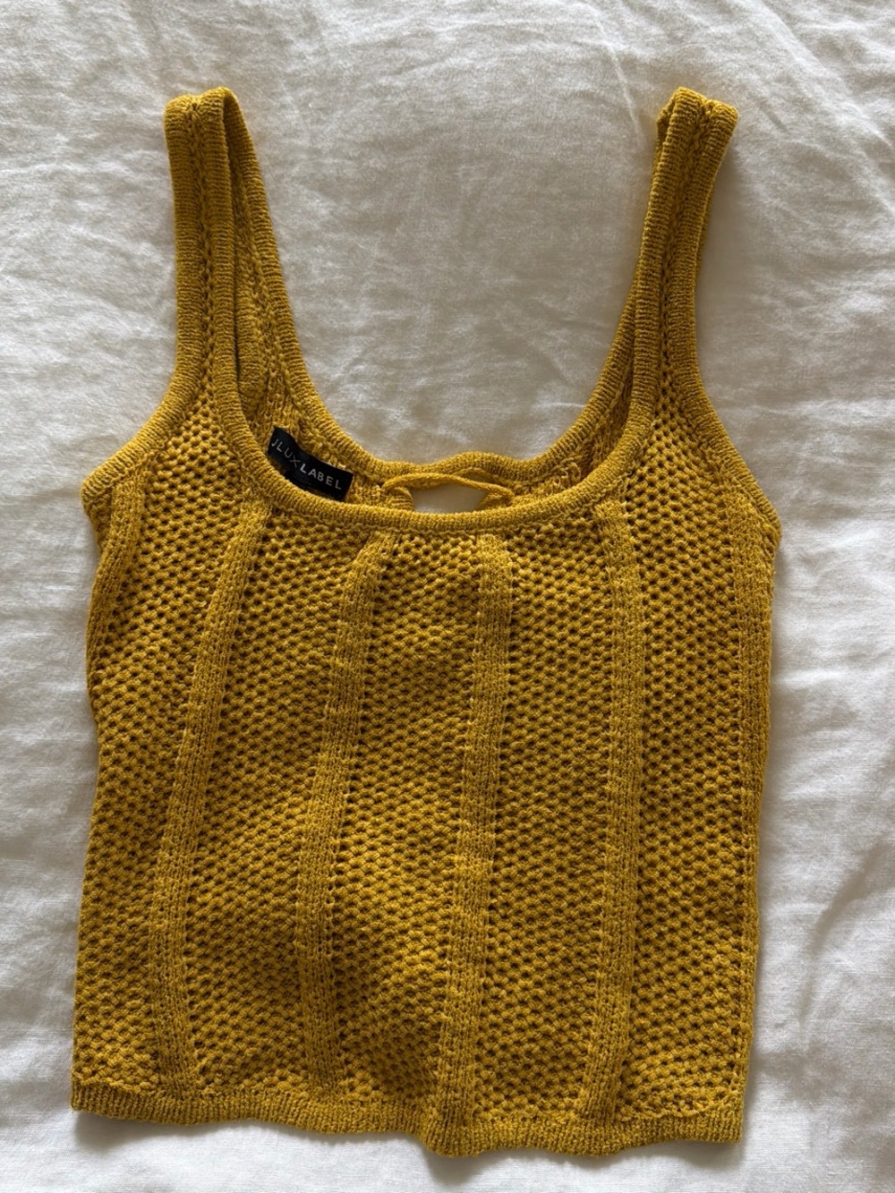 JLUXLABEL Label Mustard Crochet Tank Top